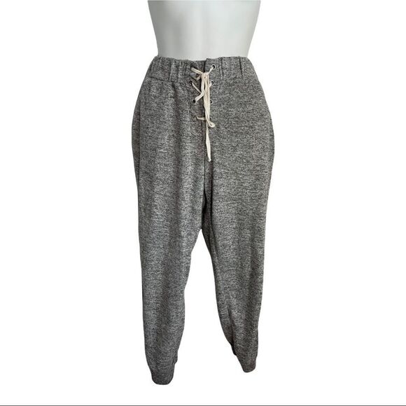 Lily White Knit Gray Heather Drawstring Joggers M - Picture 1 of 12